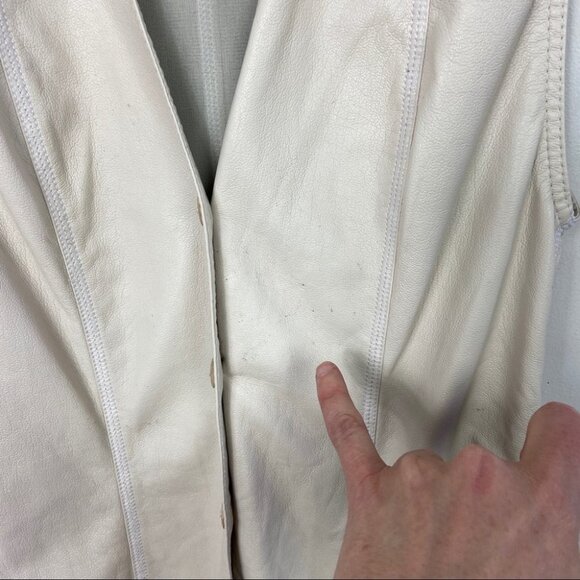 Nanushka Vegan Leather Mini Dress Button Down Size XS Cream Beige Menphi Boho - Picture 9 of 13